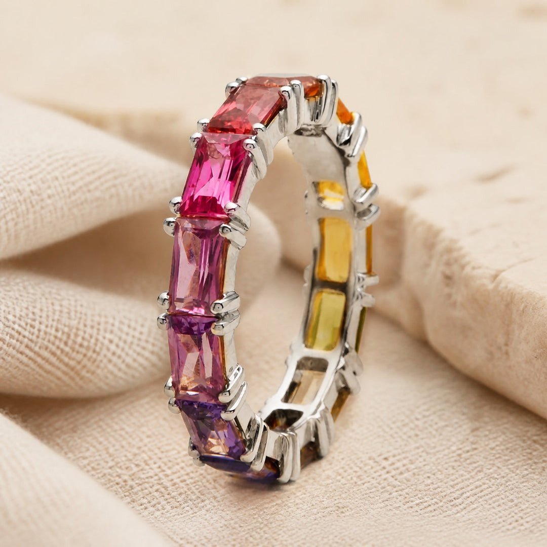 Bague en zircon cubique multicolore