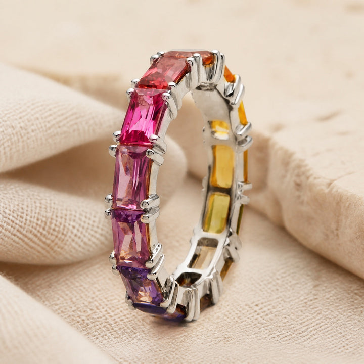 Bague en zircon cubique multicolore
