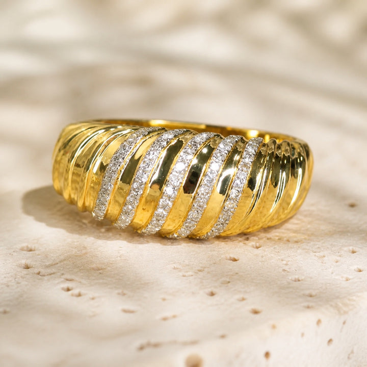 Bague Torsadée en Zirconium Or Élite