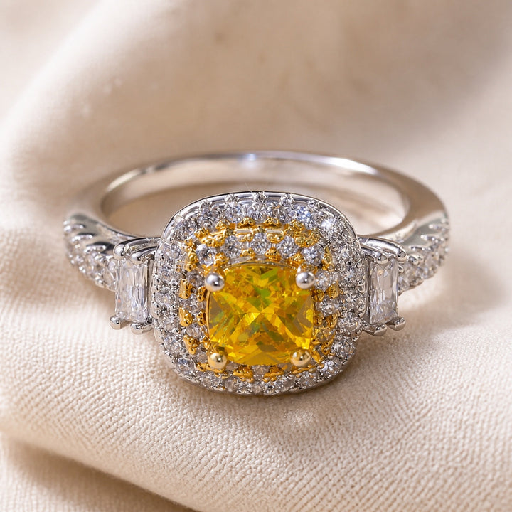 Bague Éblouissante en Zirconium Jaune
