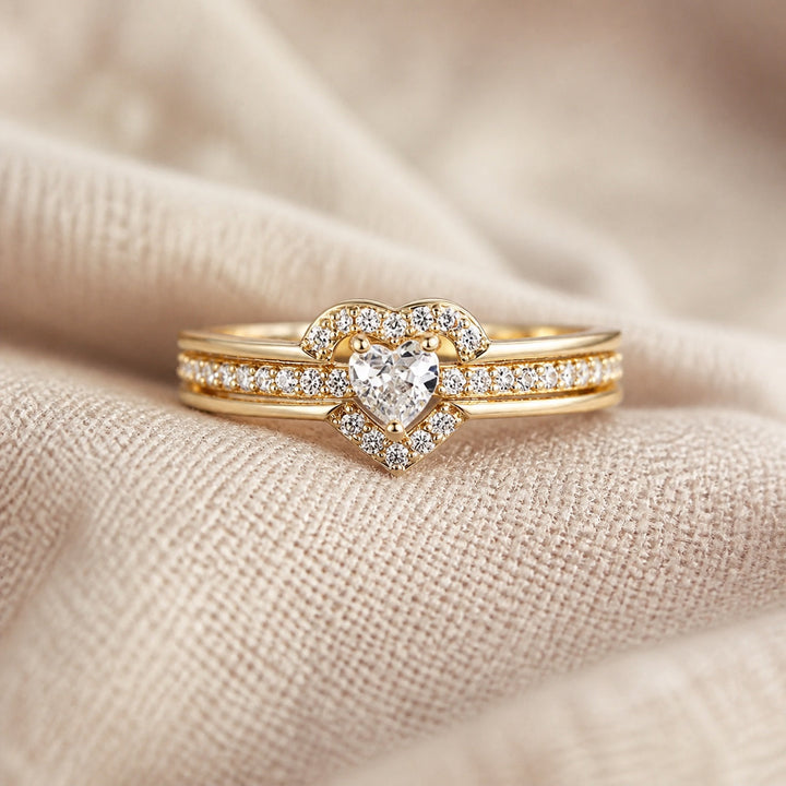 Bague Opulente en Zirconia en Forme de Cœur