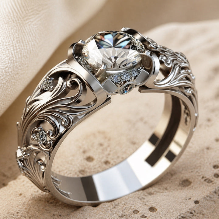 Bague Exquise en Zirconia Gravé