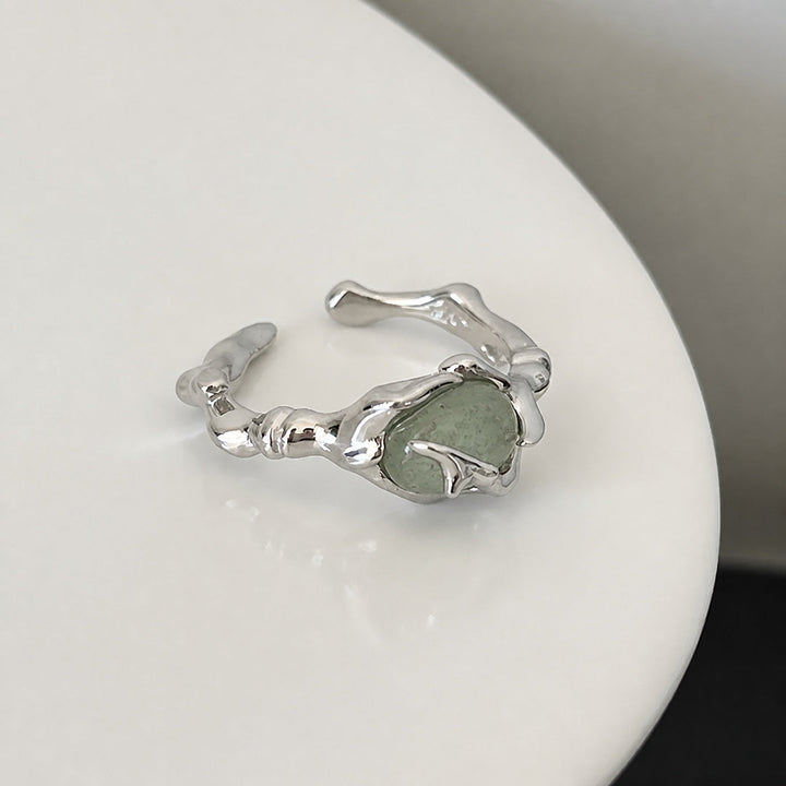 Bague en Jade de Lave Liquide Irregulière