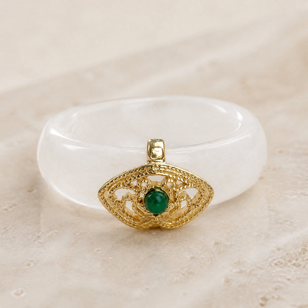 Bague en zirconium avec bandes de chalcedoine