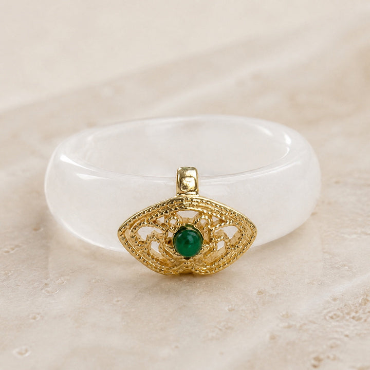 Bague en zirconium avec bandes de chalcedoine