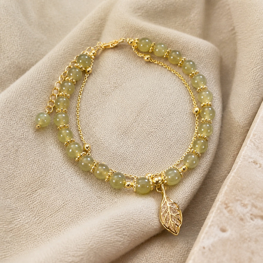Bracelet double couche en perles de jade