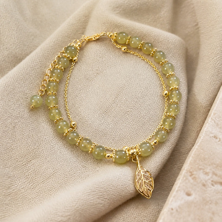 Bracelet double couche en perles de jade