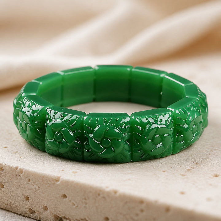 Bracelet Tendance en Jade et Fleurs