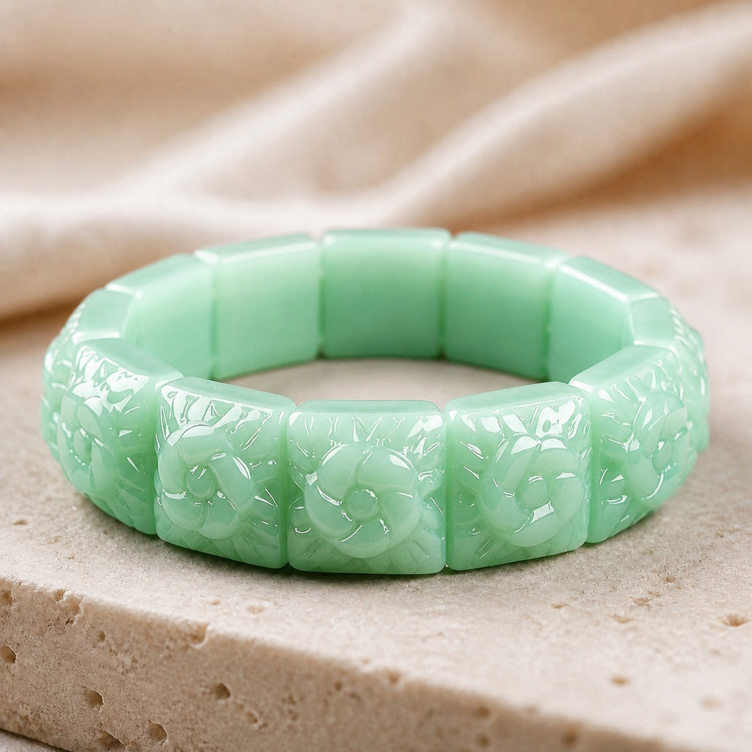 Bracelet Tendance en Jade et Fleurs