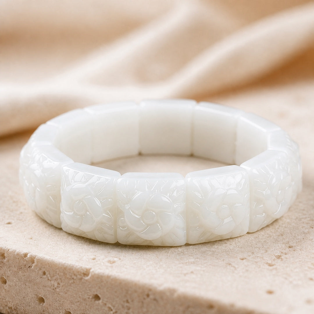 Bracelet Tendance en Jade et Fleurs