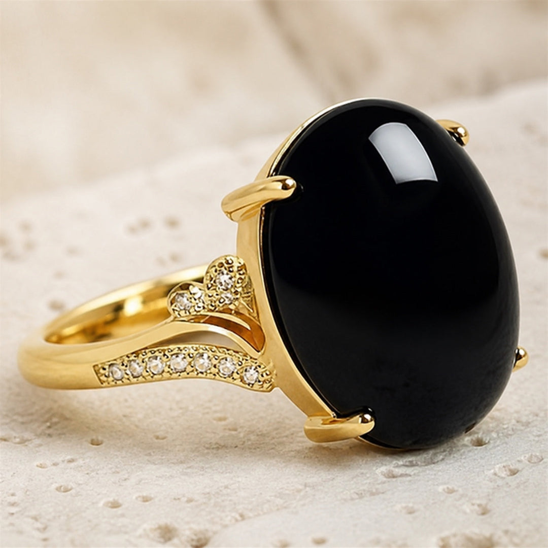Bague en zirconium ovale jade