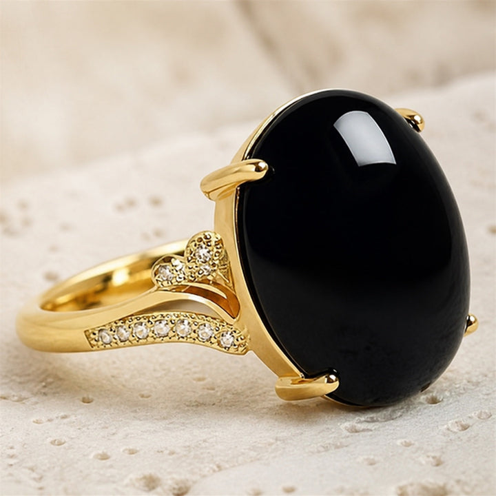 Bague en zirconium ovale jade