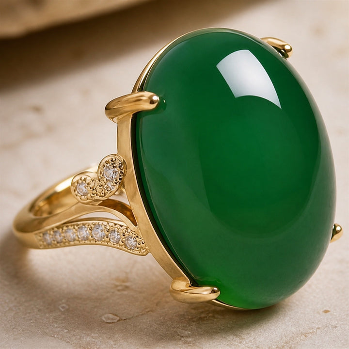 Bague en zirconium ovale jade