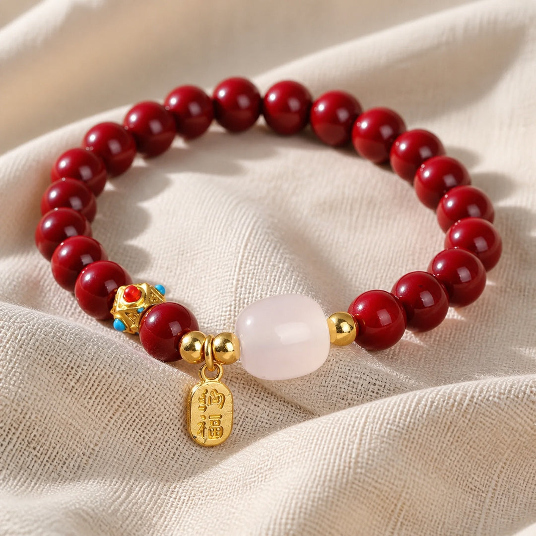 Bracelet en chips de jade cinnabar