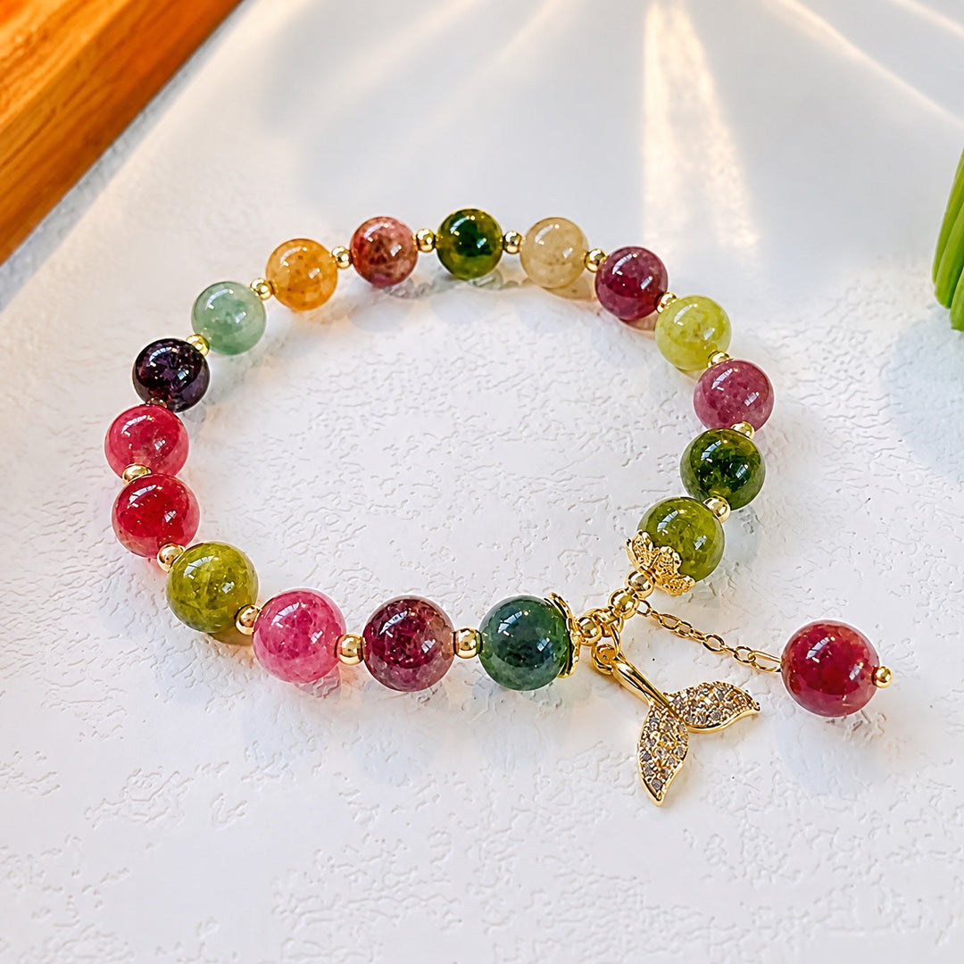 Bracelet en Perles de Jade Radieux à Motif de Queue de Sirène