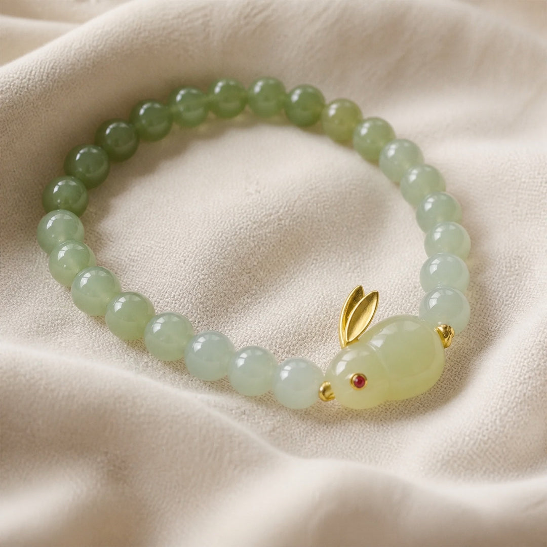 Bracelet exquis en jade de lapin