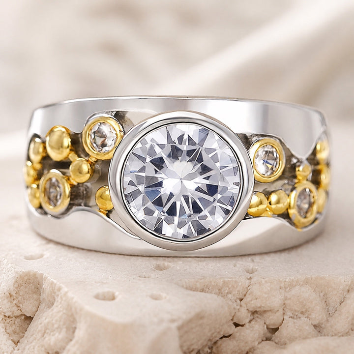 Bague Bicolore en Zirconium Doré