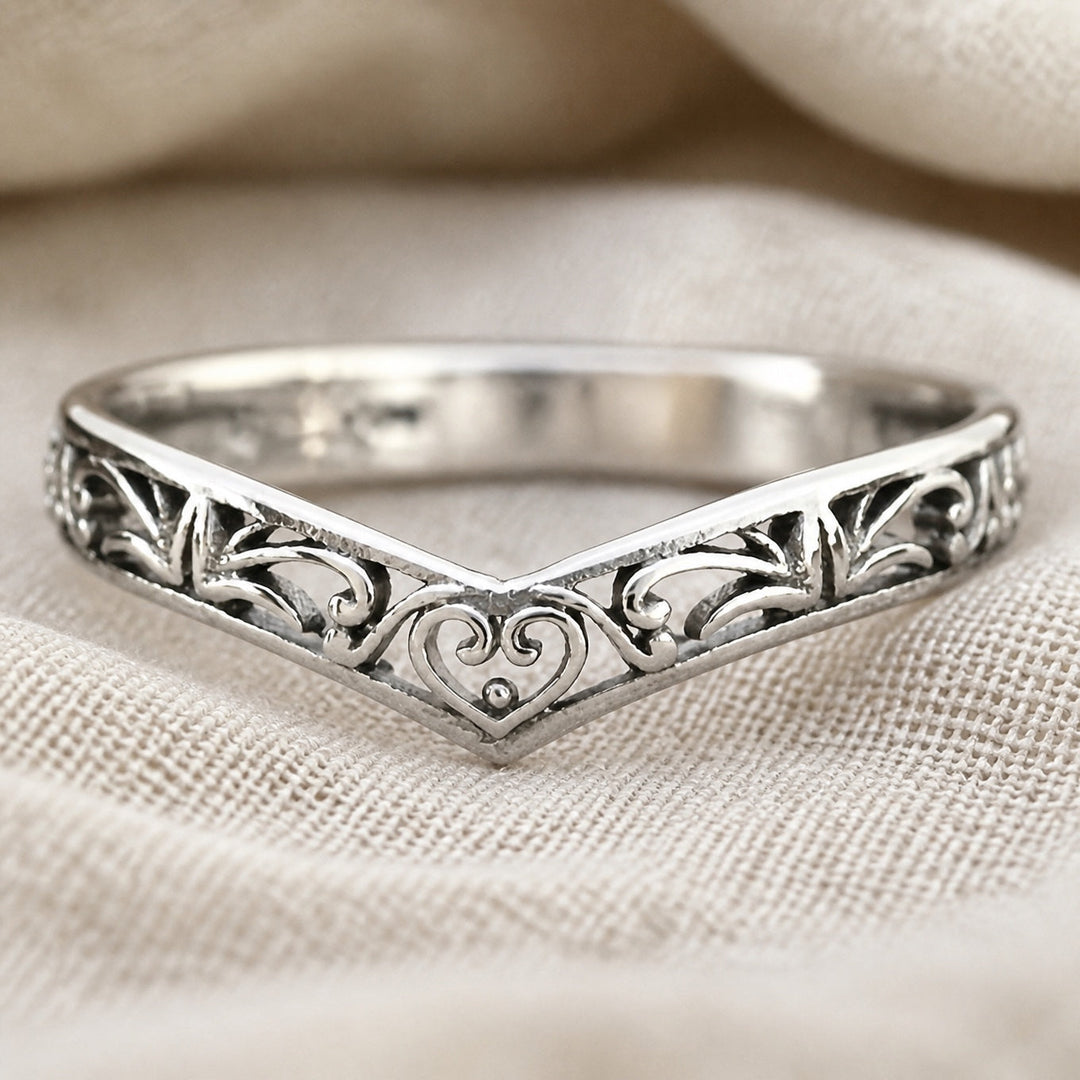 Bague Classique Fleur Gravée