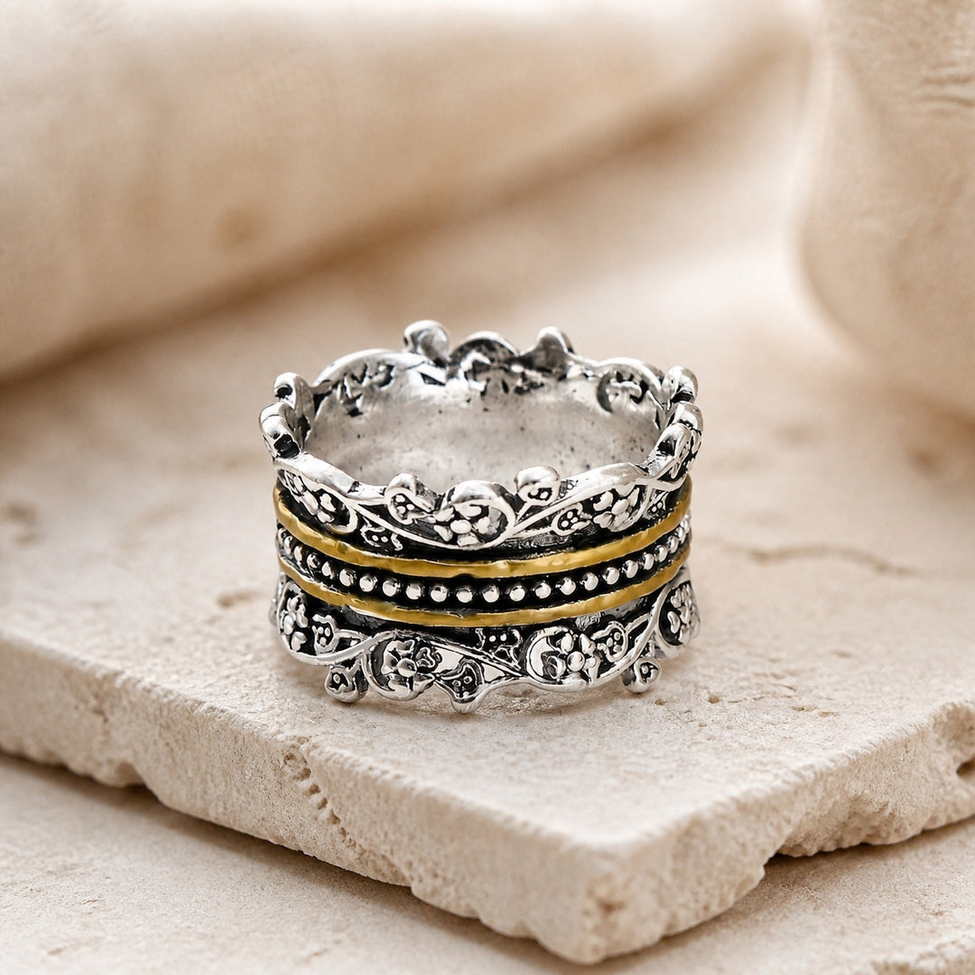 Bague Florale Créative Texturée