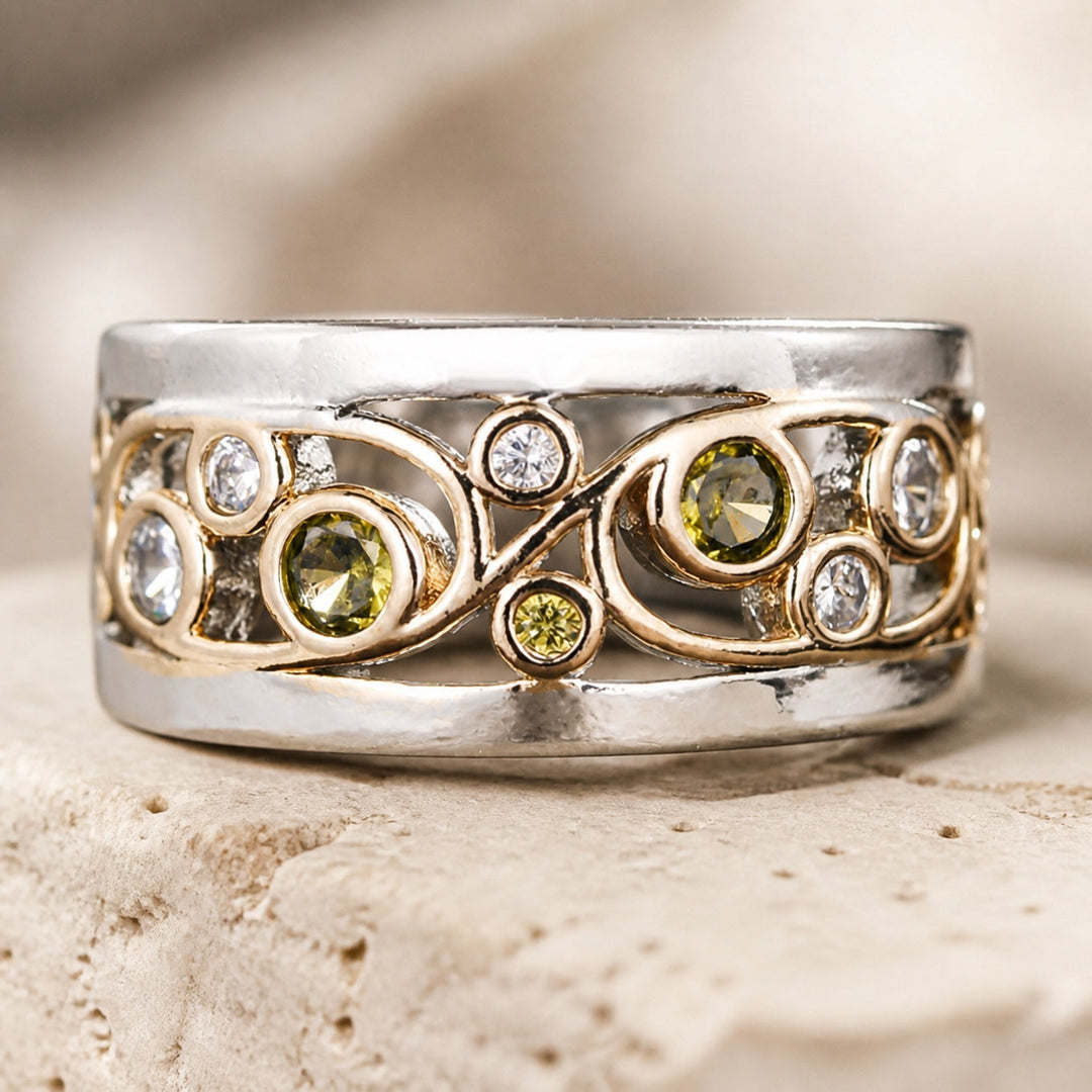 Bague Bicolore en Zirconia Boho