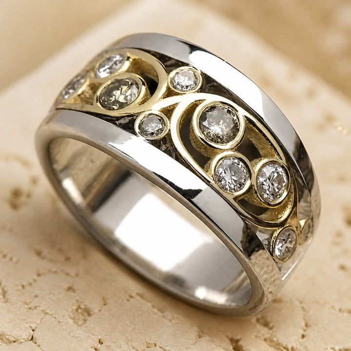 Bague Bicolore en Zirconia Boho