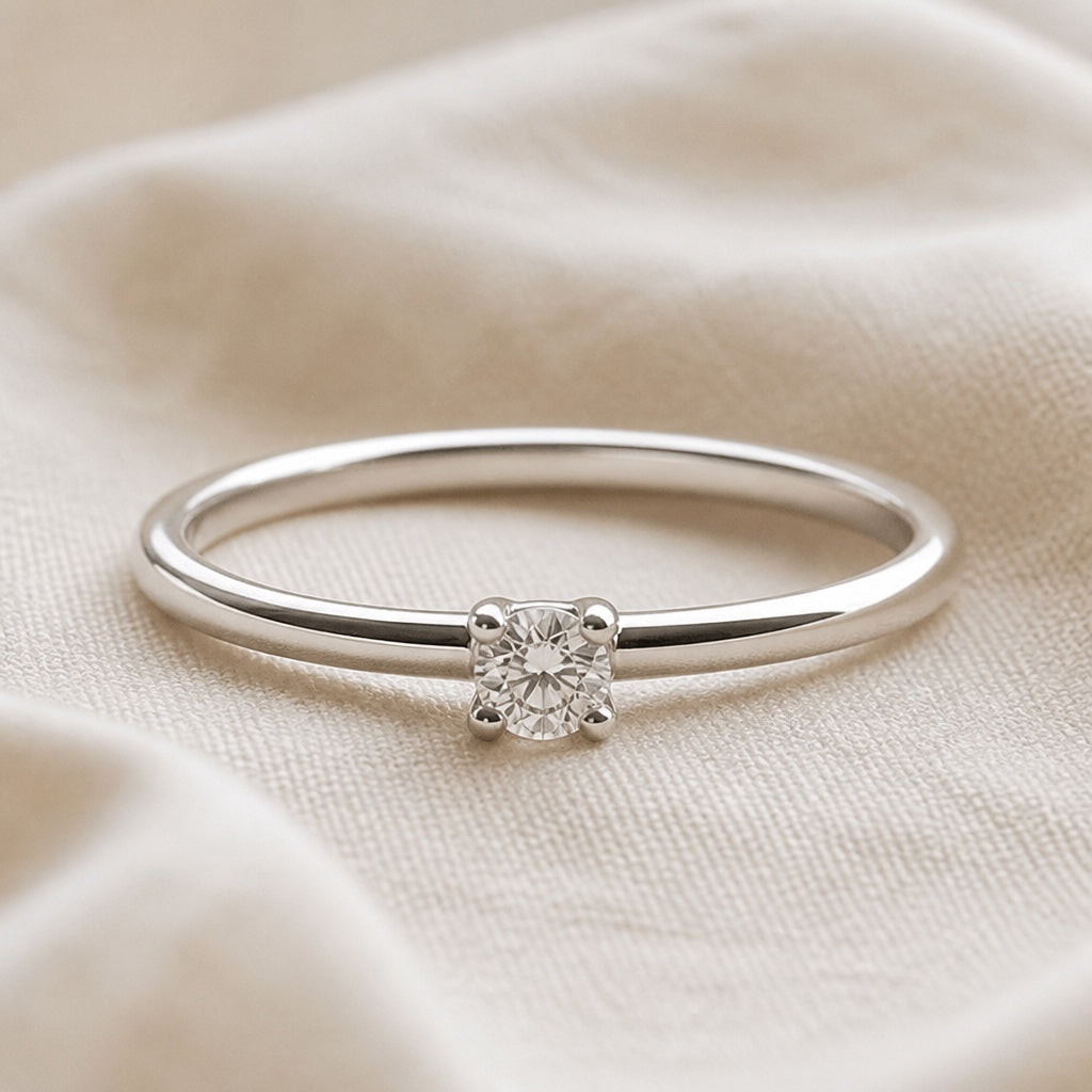 Bague en Or Blanc avec Cristal Carré