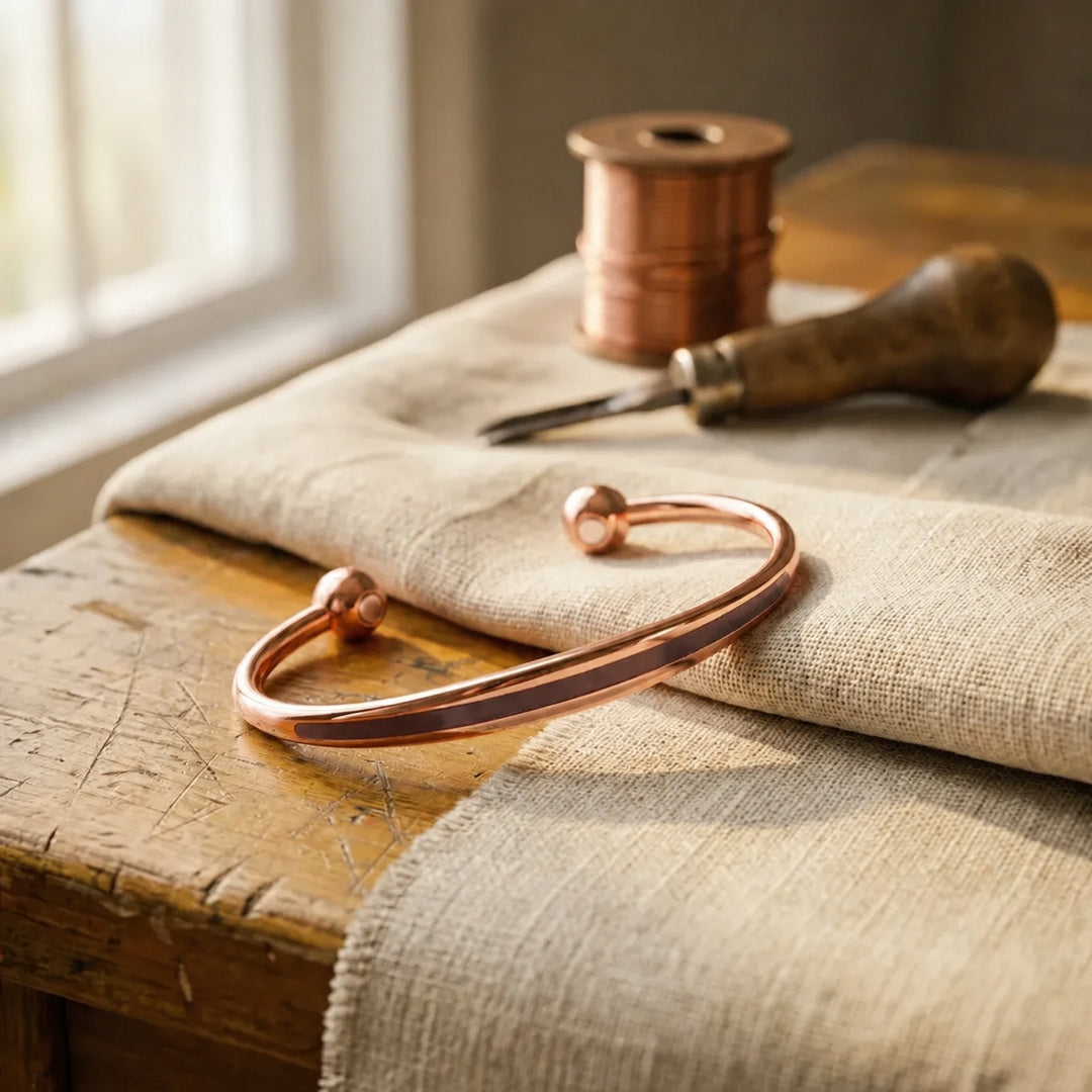 Bracelet en cuivre avec jade verdoyant
