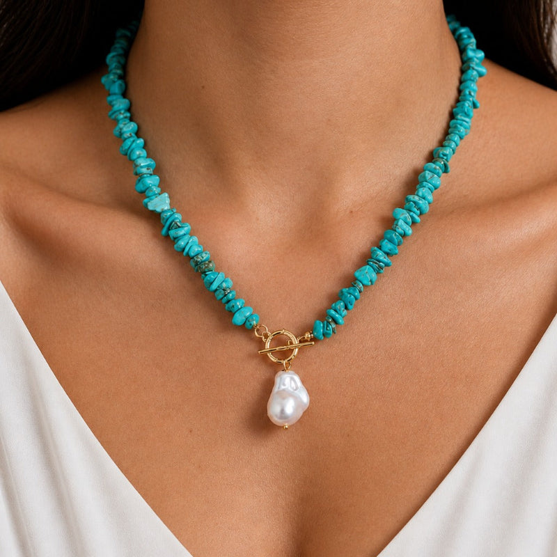 Ensemble de Collier et Bracelet en Turquoise