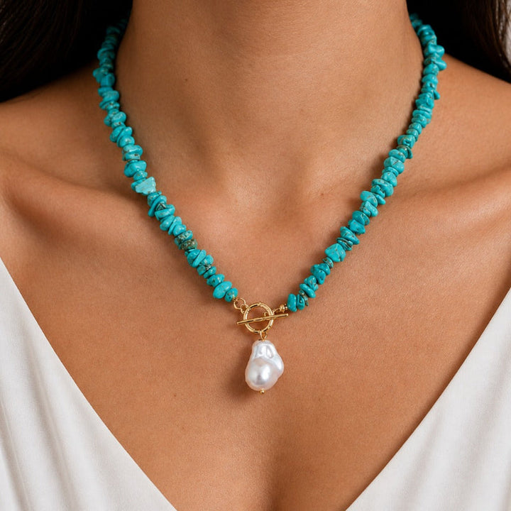 Ensemble de Collier et Bracelet en Turquoise