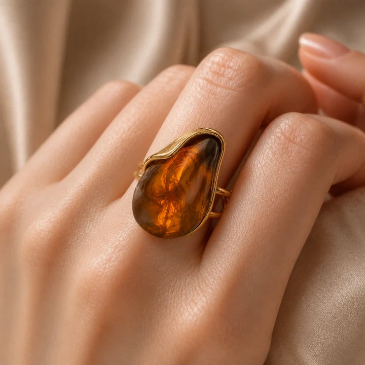 Bague Mono Stone en acier inoxydable