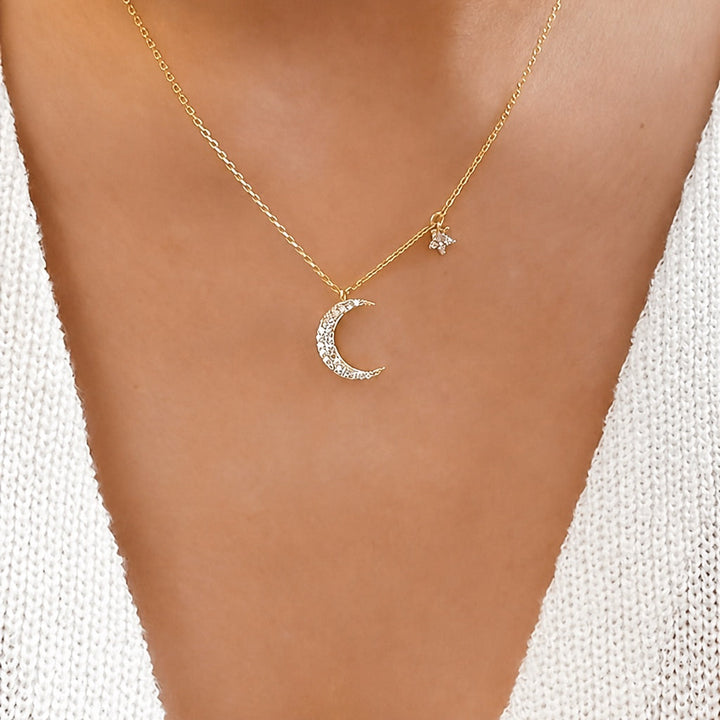 Collier Élégant Lune Étoile