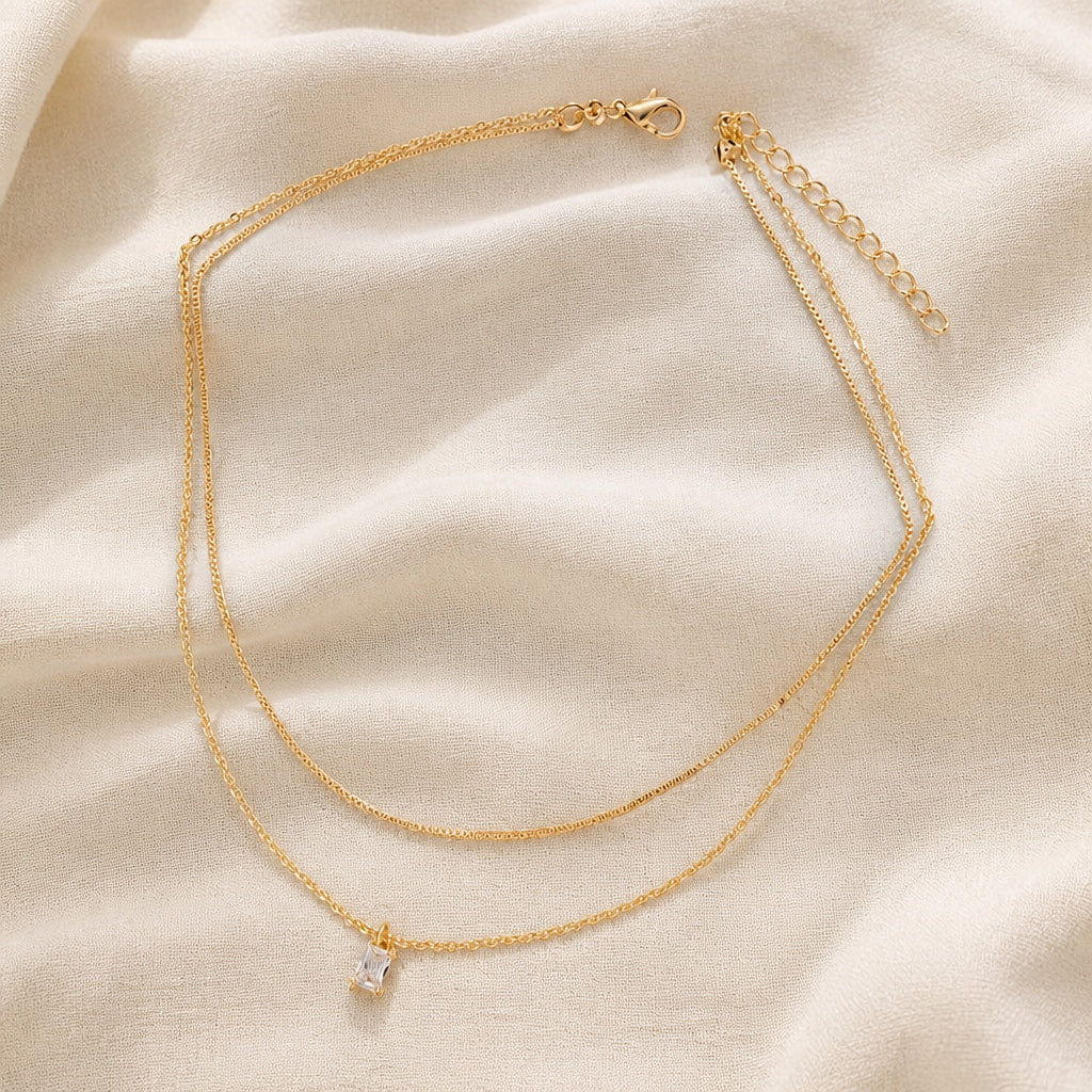 Collier à Double Couche en Zircon