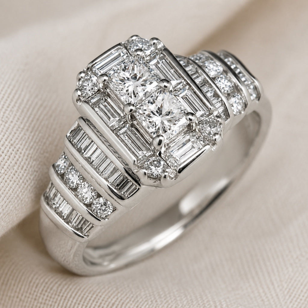 Bague en Zirconie Synthétique de Forme Carrée