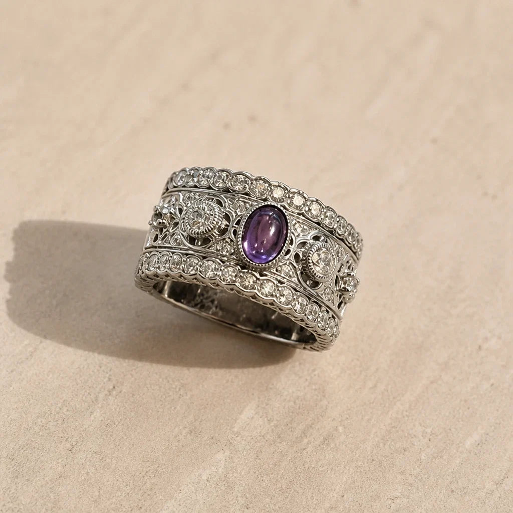 Bague Rétro Large en Zirconium