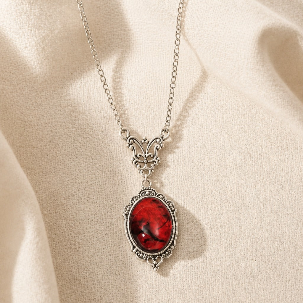 Collier en Gemme Cramoisi de Style Victorien
