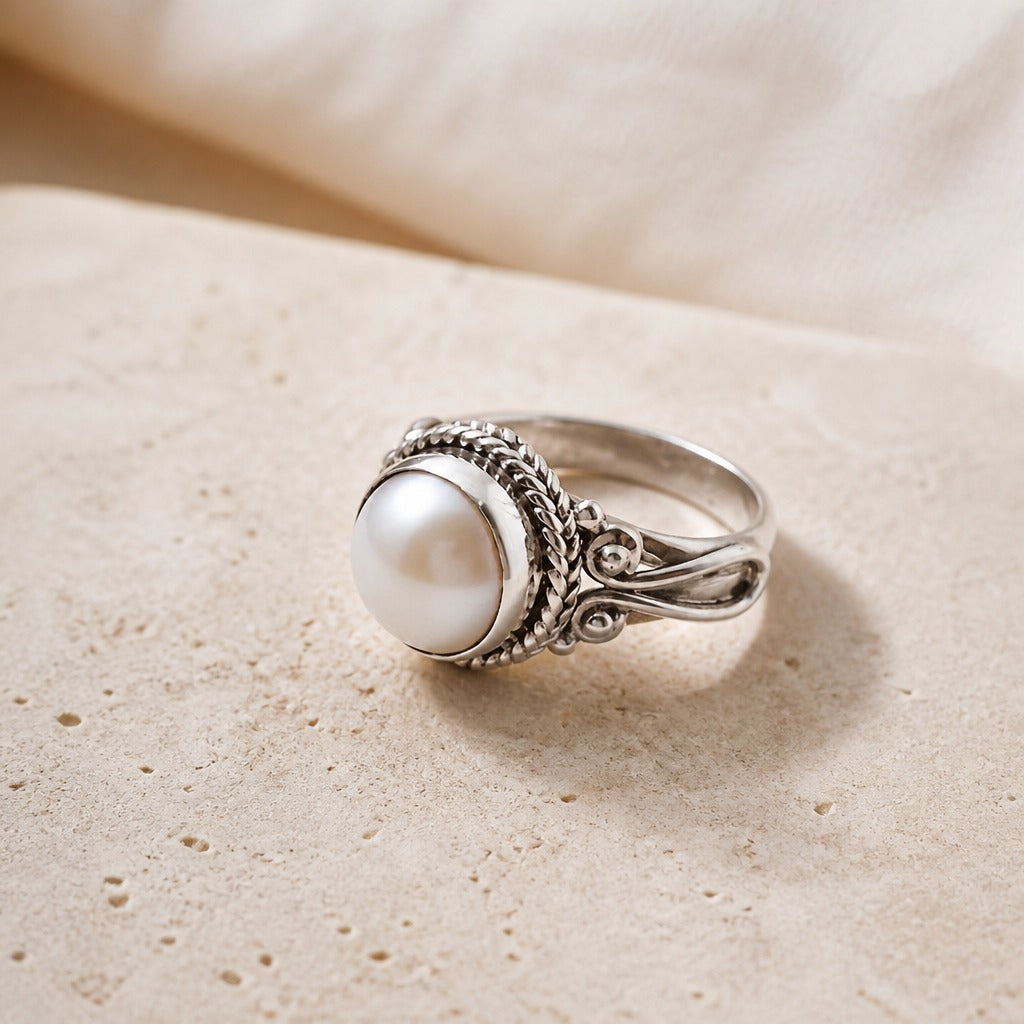 Bague Solitaire en Perle Luxueuse