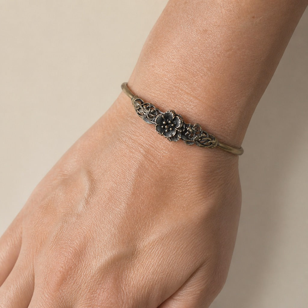 Bracelet Manchette Fleurs Artisanal