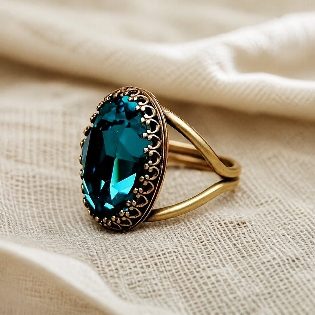 Bague de déclaration en saphir étoilé