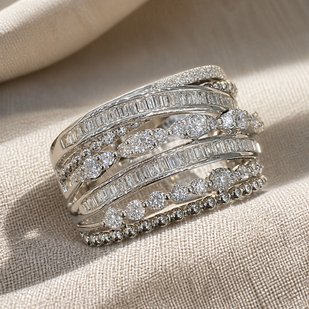 Bague Déclaration en Zirconium Superposé