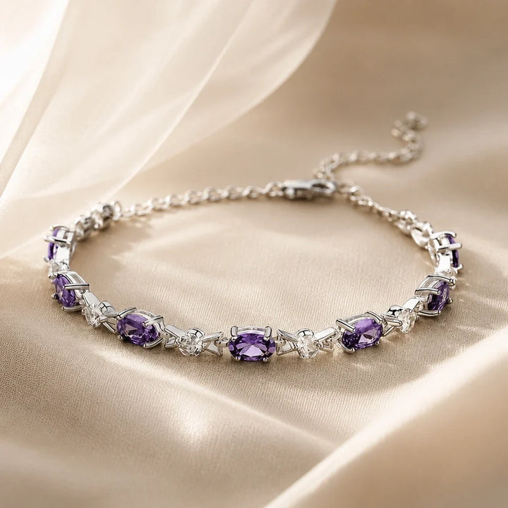 Bracelet en argent avec améthyste liée