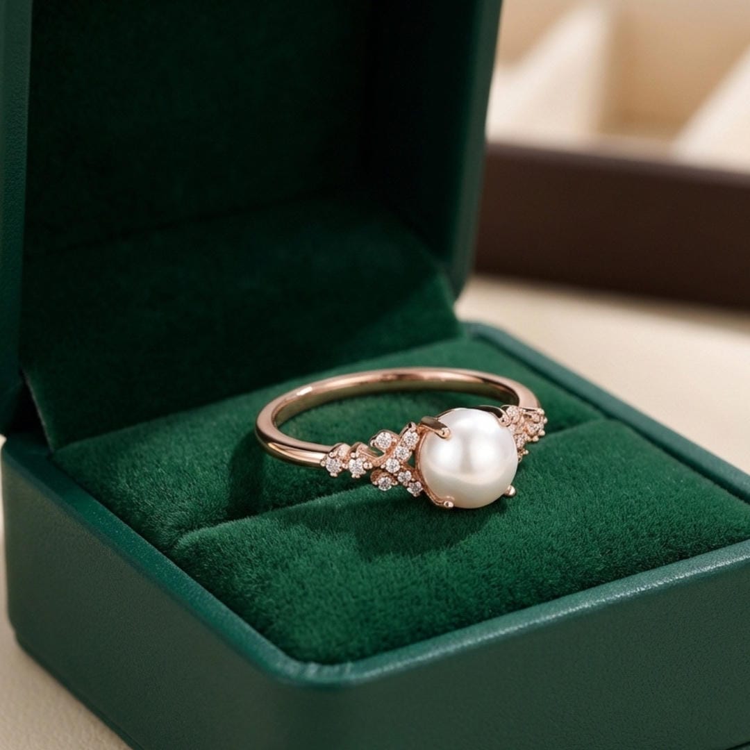 Bague de Promesse Fleur de Perle Accentuée