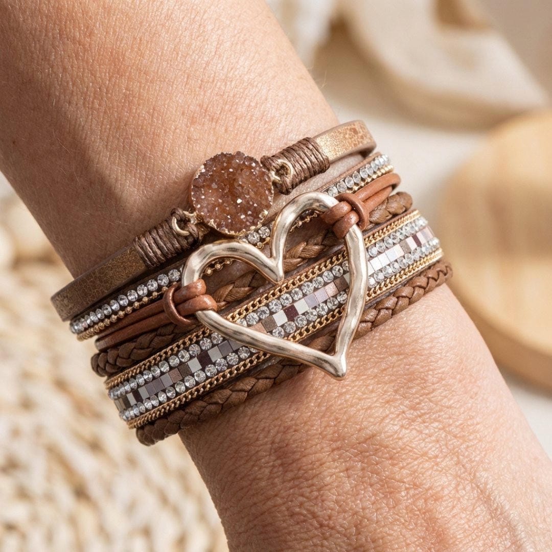 Bracelet bohème en cuir multi-couches