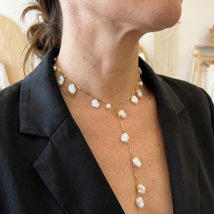 Collier Y-Lariat avec Cascade de Perles
