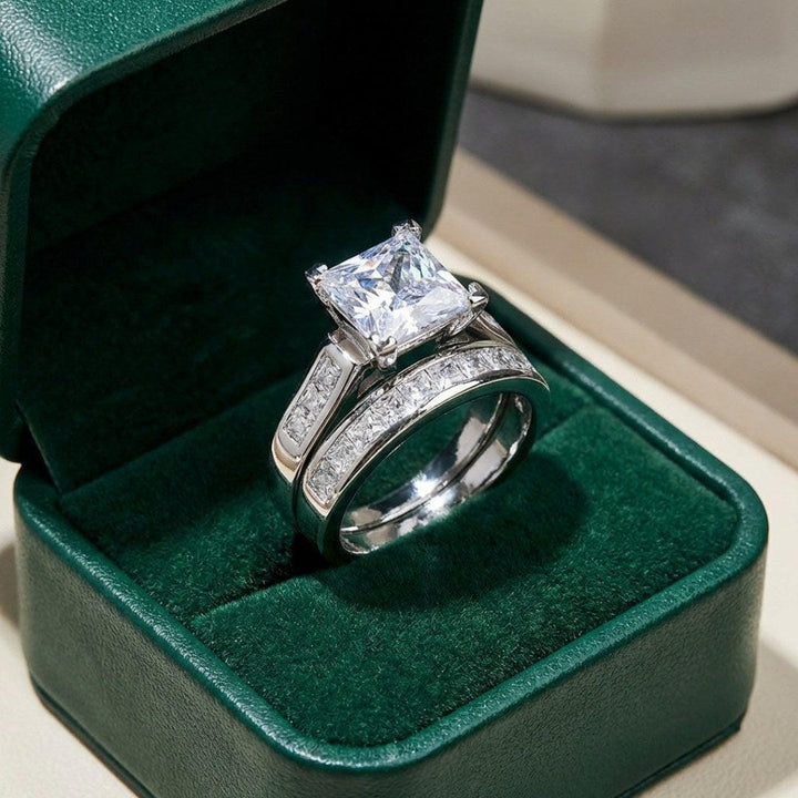 Exquisite Zirconium Promise Ring Set