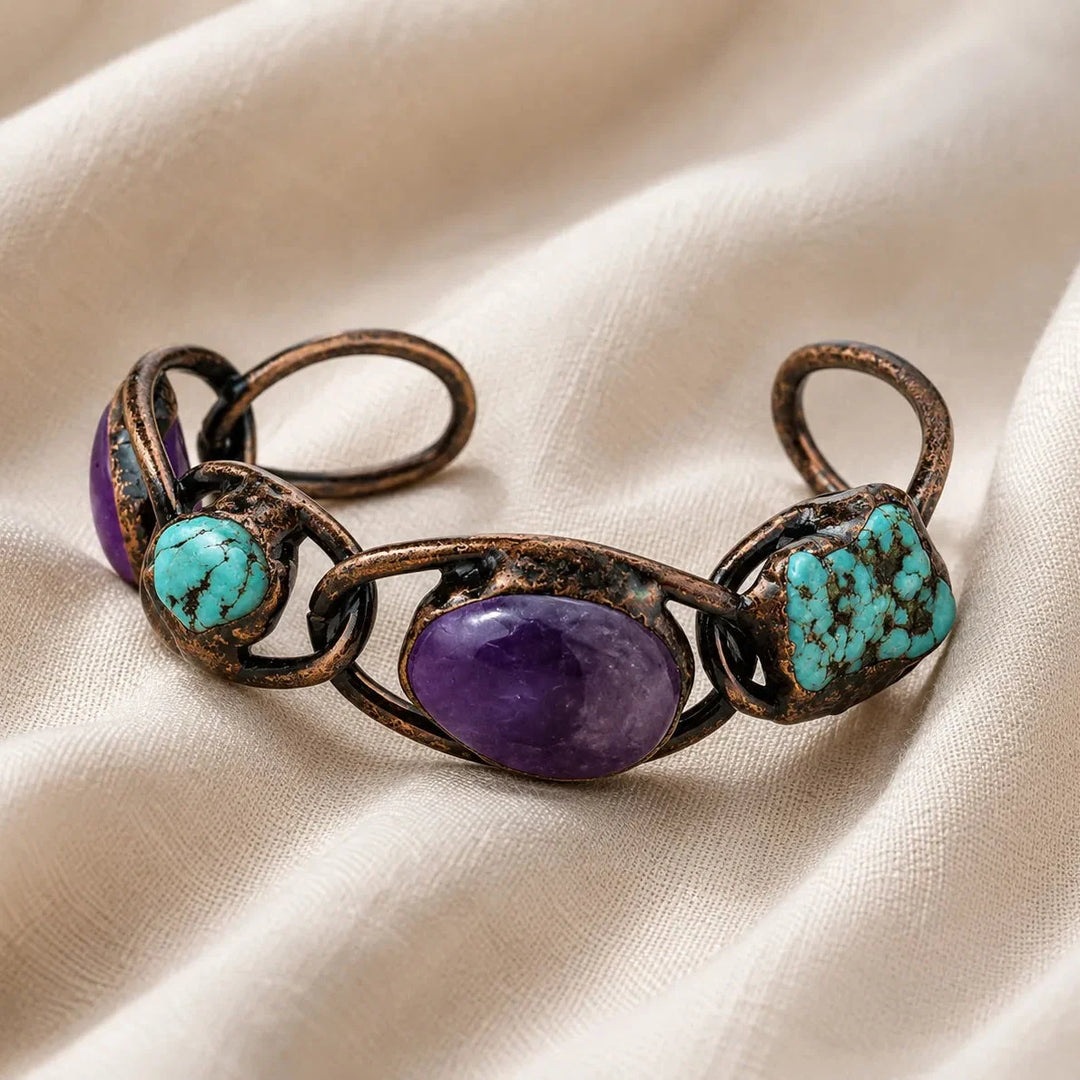 Bracelet Manchette en Pierre Ovale