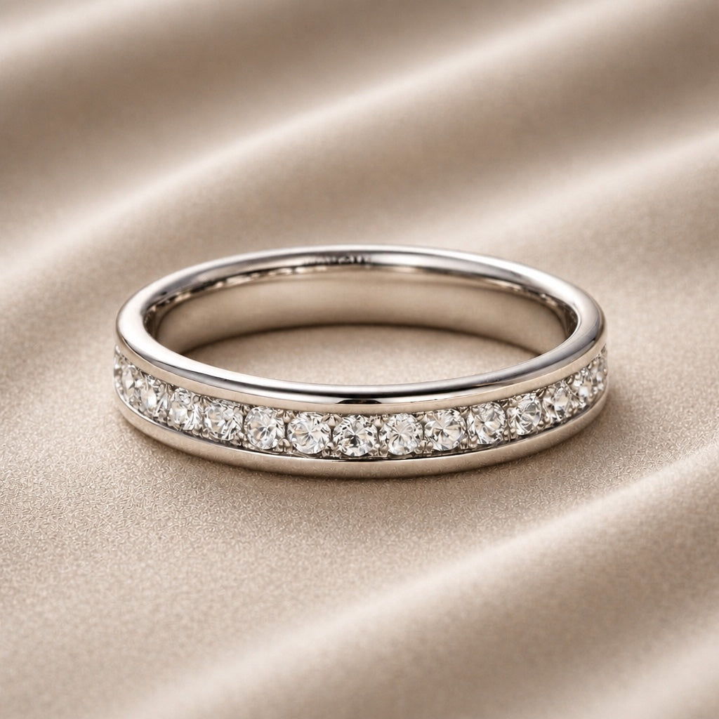 Bague en Zirconium Étincelant en Or Blanc