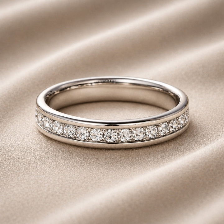 Bague en Zirconium Étincelant en Or Blanc