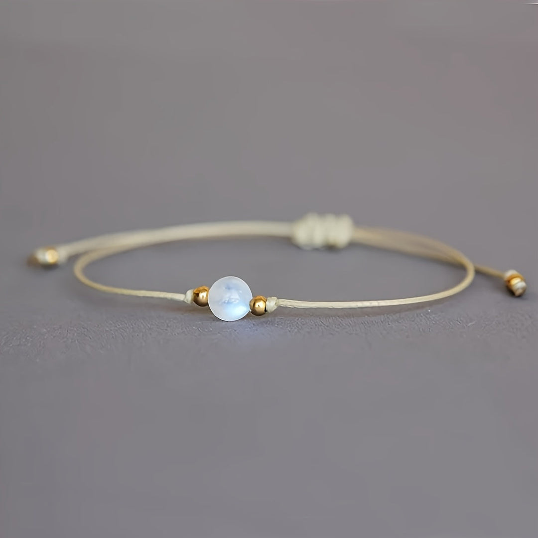 Bracelet Minimaliste en Pierre de Lune Heureux