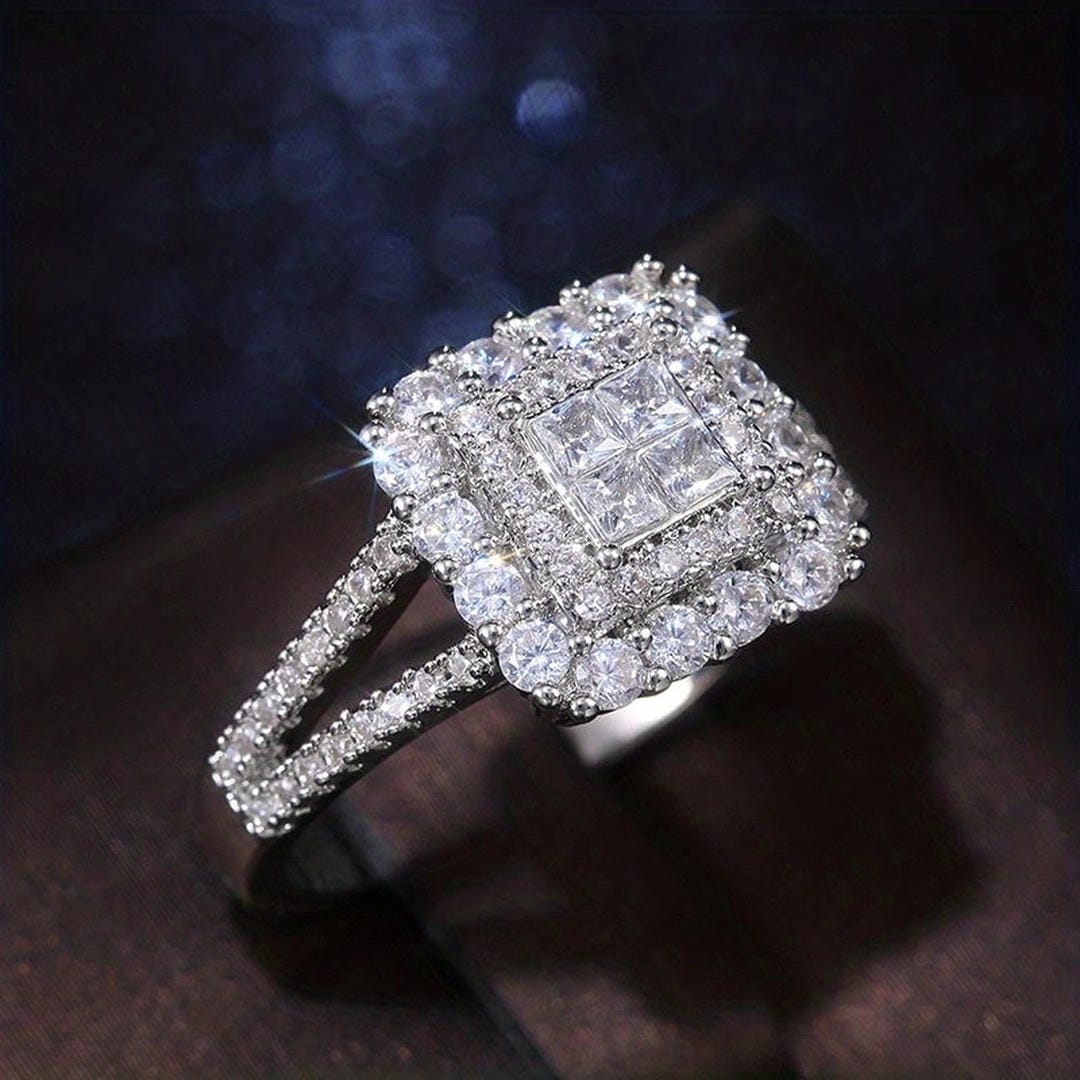 Square Zirconium Wedding Ring