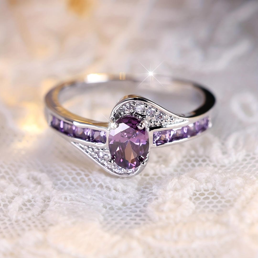 Bague Torsadée en Cristal Violet Whisper